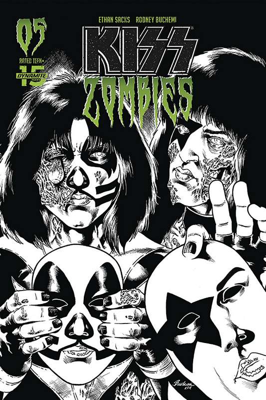 KISS ZOMBIES #5 1:30 BUCHEMI B&W RATIO VARIANT