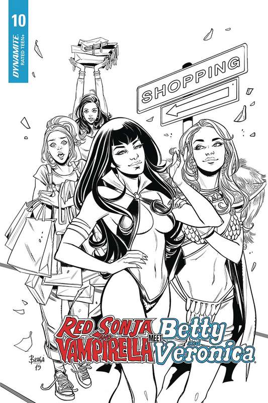 RED SONJA VAMPIRELLA BETTY VERONICA #10 20 BRAGA B&W RATIO VARIANT