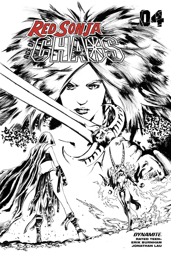 RED SONJA AGE OF CHAOS #4 1:35 LAU B&W FOC RATIO VARIANT