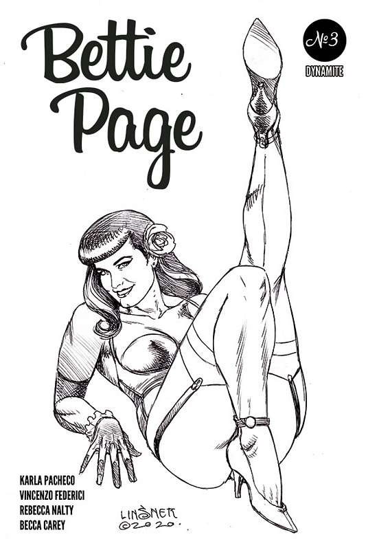 BETTIE PAGE #3 1:35 LINSNER B&W RATIO VARIANT