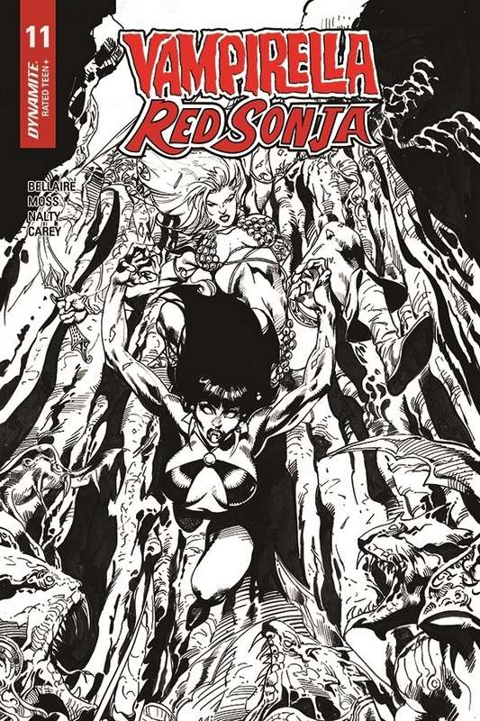 VAMPIRELLA RED SONJA #11 1:7 CASTRO B&W FOC RATIO VARIANT