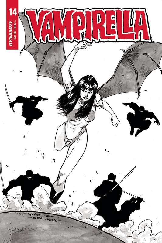 VAMPIRELLA #14 1:25 PEEPLES HOMAGE B&W FOC RATIO VARIANT