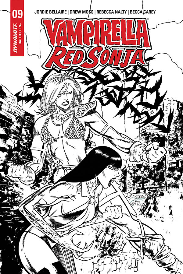 VAMPIRELLA RED SONJA #9 1:15 GEDEON B&W HOMAGE RATIO VARIANT