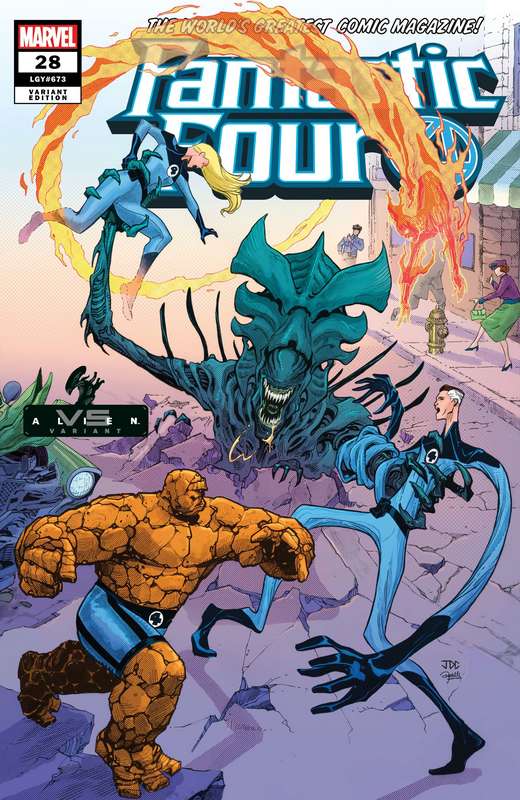 FANTASTIC FOUR #28 CASSARA MARVEL VS ALIEN VARIANT EMP