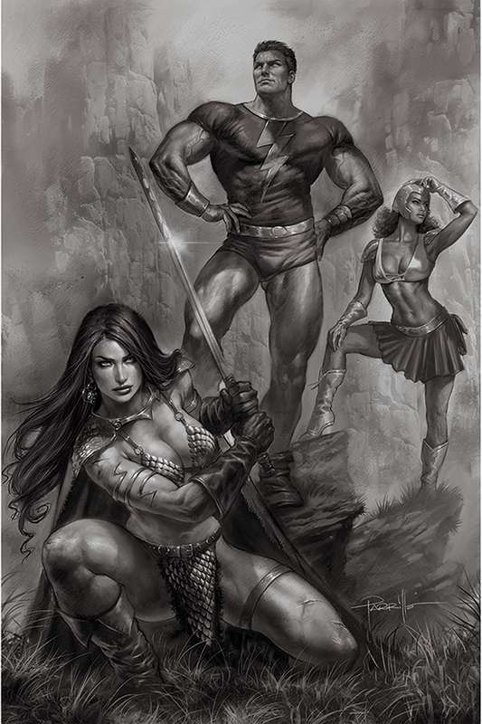 RED SONJA THE SUPERPOWERS #1 1:50 PARRILLO B&W VIRGIN RATIO VARIANT