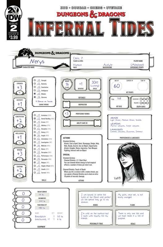 DUNGEONS & DRAGONS INFERNAL TIDES #2 (OF 5) CVR B CHARACTER SHEET