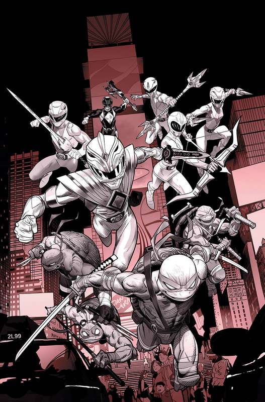 POWER RANGERS TEENAGE MUTANT NINJA TURTLES #1 UNLOCK B&W ED