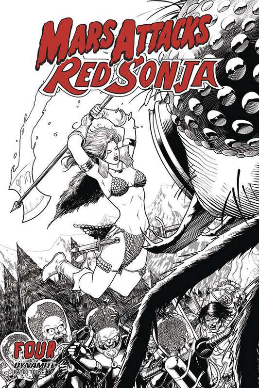 MARS ATTACKS RED SONJA #4 1:10 KITSON B&W RATIO VARIANT