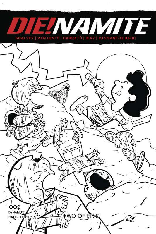 DIE!NAMITE #2 1:7 PEANUTS JOHN CARTER HOMAGE LINE ART FOC RATIO VARIANT