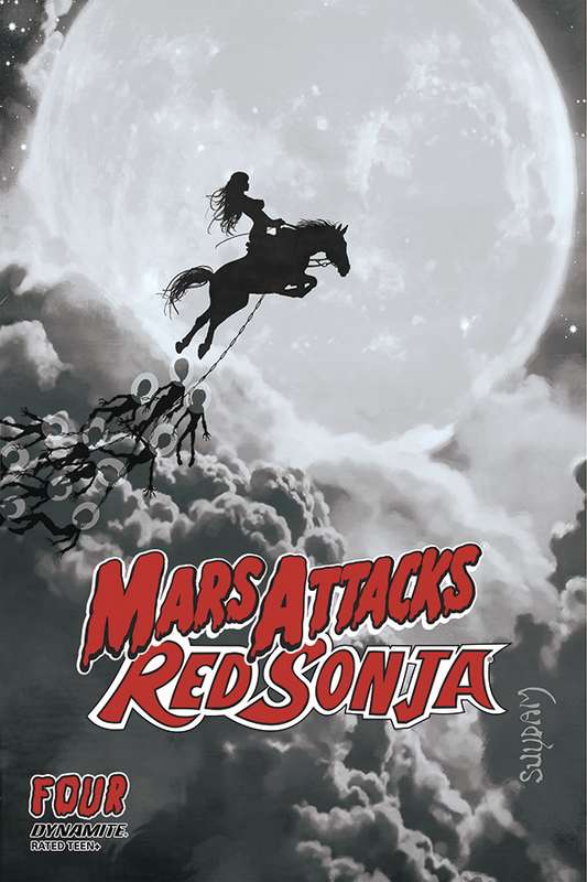 MARS ATTACKS RED SONJA #4 1:15 SUYDAM B&W FOC RATIO VARIANT