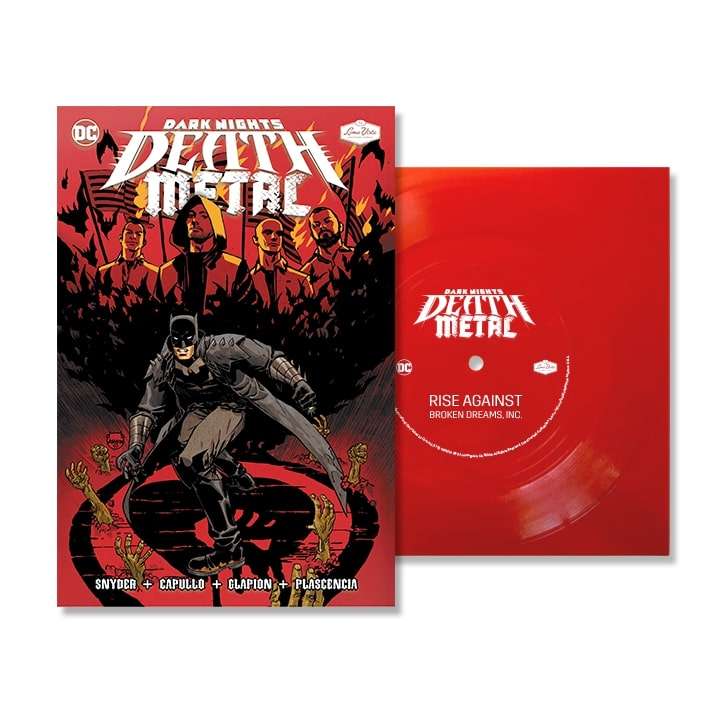 DARK NIGHTS DEATH METAL #1 SOUNDTRACK SPEC ED RISE AGAINST WITH FLEXI SINGLE BROKEN DREAMS INC.