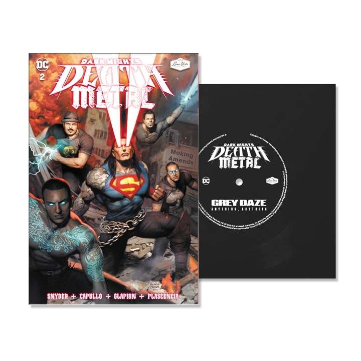 DARK NIGHTS DEATH METAL #2 SOUNDTRACK SPEC ED GREY DAZE WITH FLEXI SINGLE FEATURING ANYTHING ANYTHIN