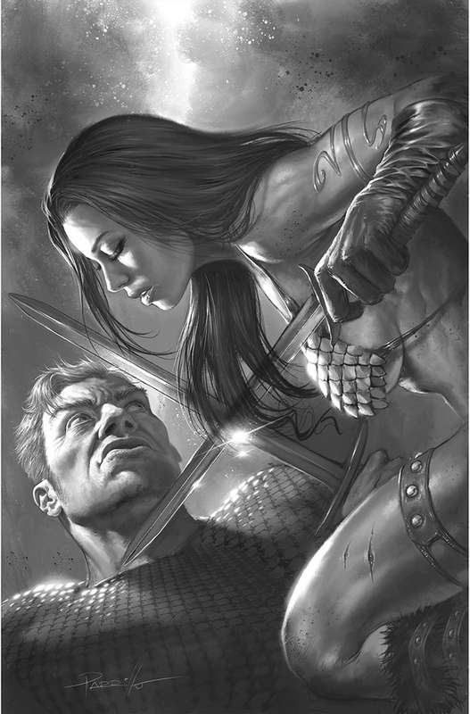 RED SONJA THE SUPERPOWERS #4 1:50 PARRILLO B&W VIRGIN RATIO VARIANT