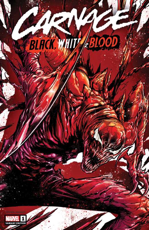 CARNAGE BLACK WHITE AND BLOOD #1 (OF 4) CHECCHETTO 1:50 RATIO VARIANT