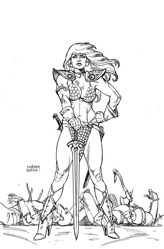 INVINCIBLE RED SONJA #1 1:50 LINSNER LINE ART VIRGIN RATIO VARIANT