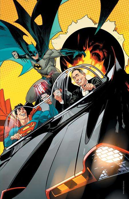 BATMAN SUPERMAN WORLDS FINEST #1 CVR I INC 1:100 DAN MORA VIRGIN JERRY SEINFELD IN THE BAT-MOBILE GE