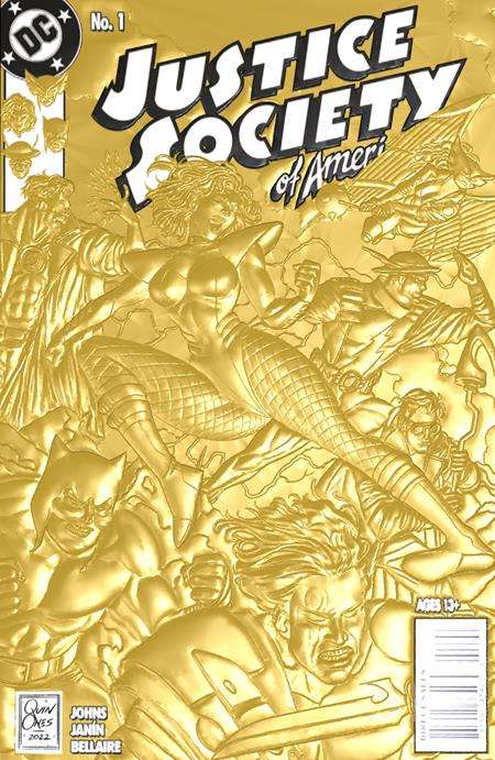 JUSTICE SOCIETY OF AMERICA #1 CVR C JOE QUINONES 90S COVER MONTH FOIL MULTI-LEVEL EMBOSSED CARD STOC