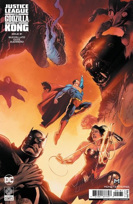 JUSTICE LEAGUE VS GODZILLA VS KONG #1 (OF 7) CVR E RAFAEL ALBUQUERQUE FOIL VARIANT